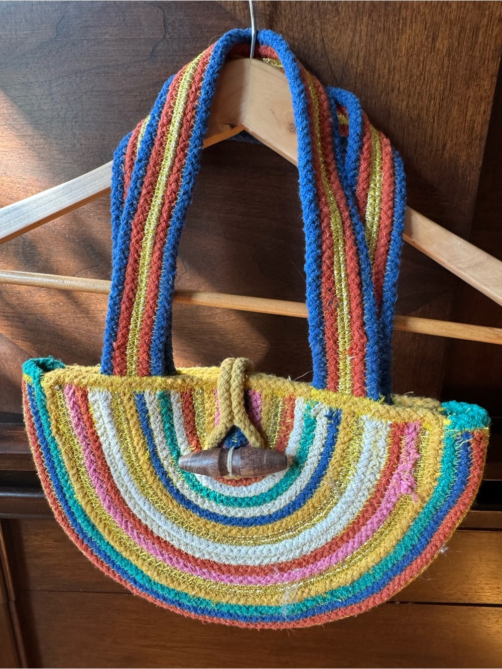 Rainbow Woven Purse Handbag